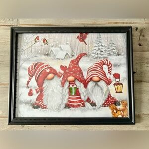 Festive Gnome Holiday Framed 8x10Wall Art - Red and White